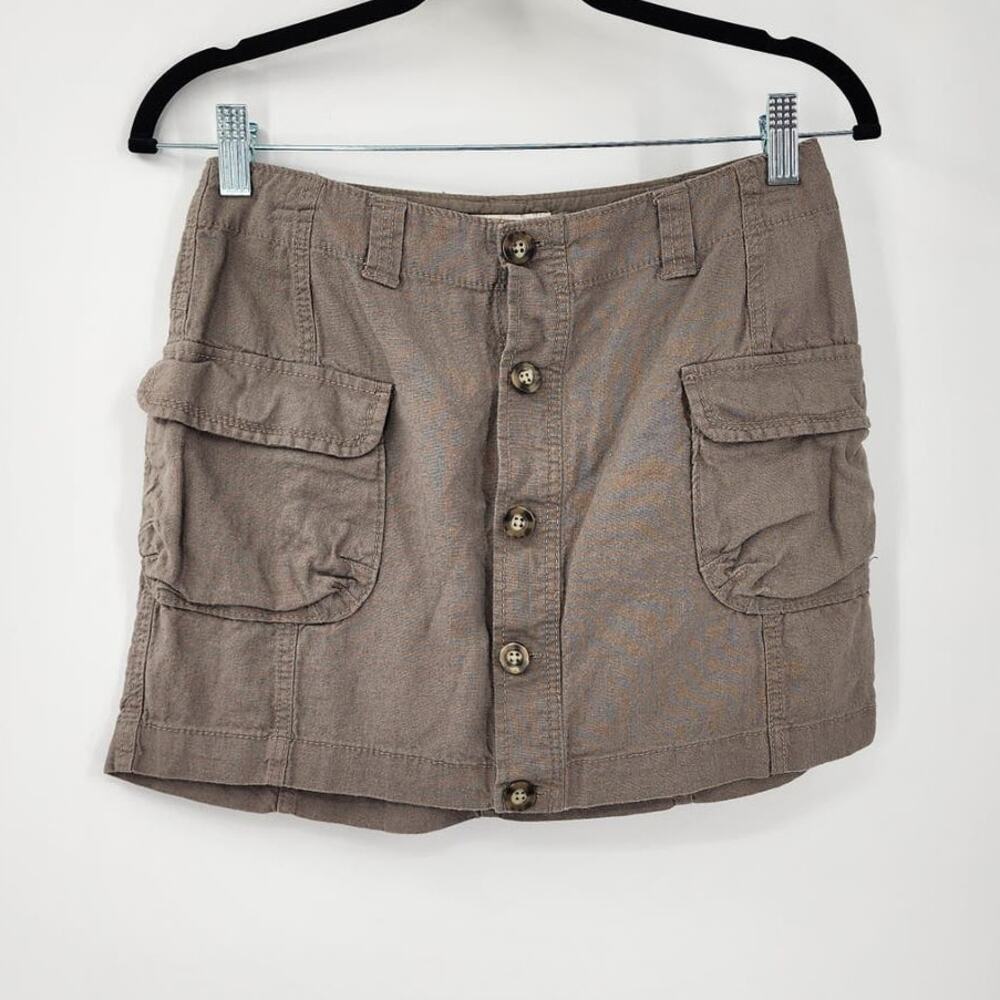 OLD NAVY Button Front Linen Blend Mini Skirt Womens 0 Preppy Pockets